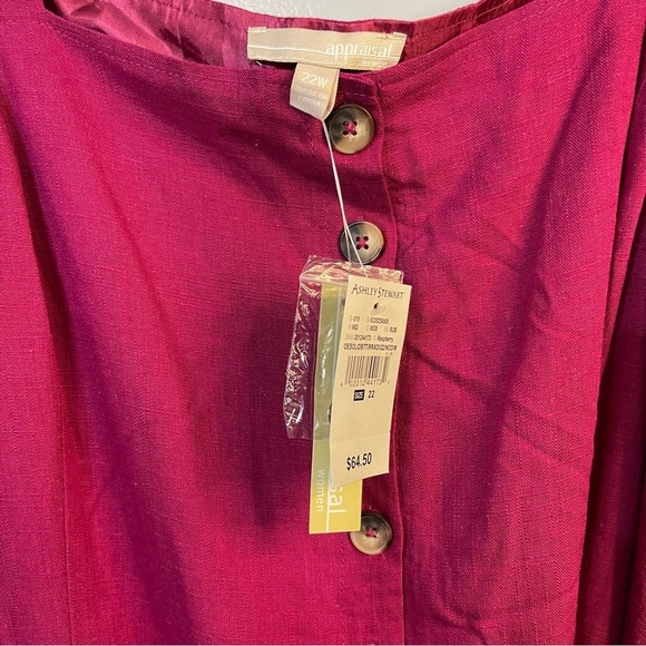 Ashley Stewart Button Down Dress Size 22 Raspberry - Picture 5 of 9